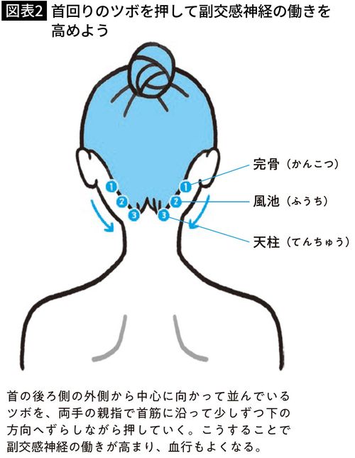 【図表2】首回りのツボを押して副交感神経の働きを高めよう