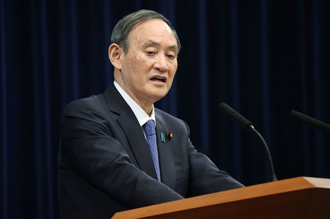 1都3県への緊急事態宣言について、記者会見する菅義偉首相