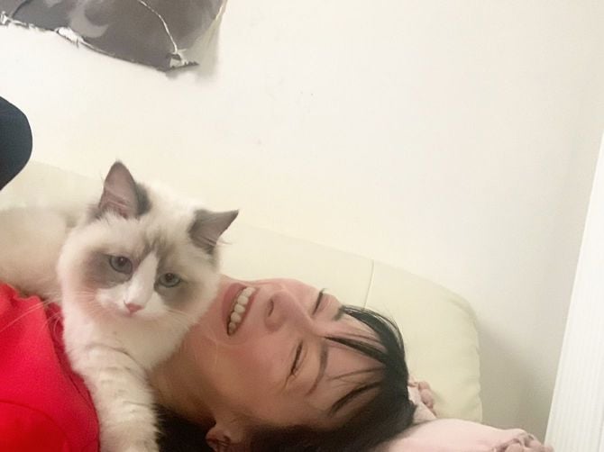 愛猫と2ショット