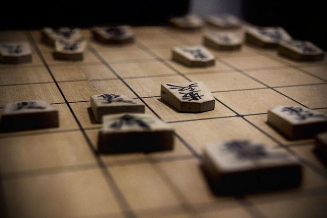 対局中の将棋盤