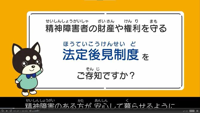 厚生労働省【法定後見制度】精神障害者における保佐の活用編「成年後見はやわかり」のビデオ画面キャプチャ画像