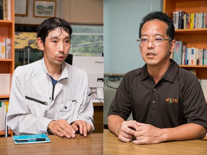 農業関係の仕事を目指す久保直也さん（左）と、グループホームの縁の下の力持ち的な存在である井上順平さん