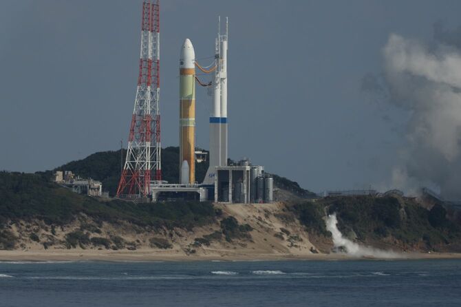中止された新型ロケット「H3」試験機1号機の打ち上げ＝2023年2月17日午前、鹿児島・種子島宇宙センター