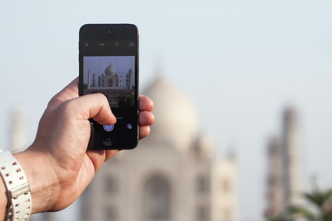 インドのタージ・マハルをiPhoneで撮影する手
