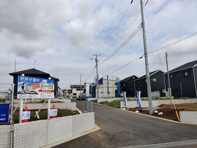 宅地分譲は今でも続けられている。かつての限界分譲地と異なり、今の分譲住宅地は、立地こそ格段に向上しているが、小規模開発の繰り返しである点に変わりはない。（千葉県八街市八街ほ）