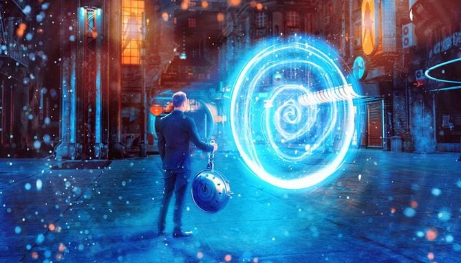 空間に穴が開き時間旅行