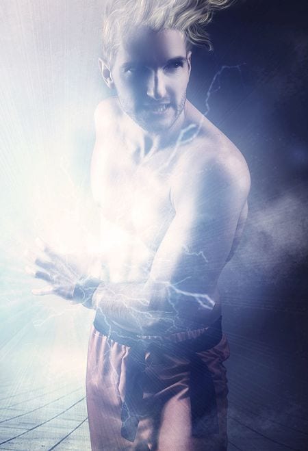 エネルギーボールを放つ強力な男