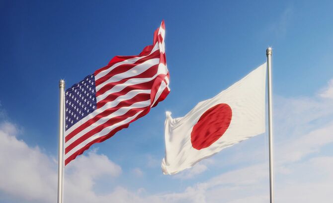 アメリカと日本の国旗