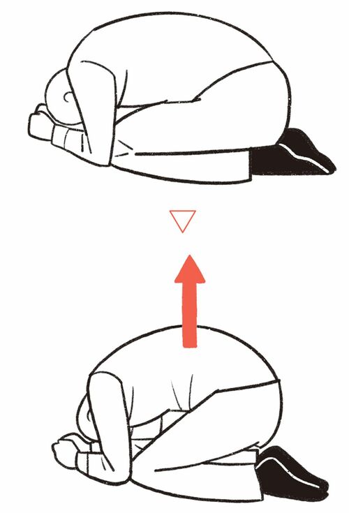  「山なり体操」のイラスト。背骨全体の柔軟性を高める効果がある