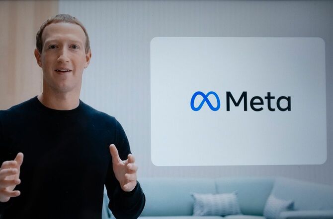 フェイスブックからメタへの社名変更を発表するマーク・ザッカーバーグ最高経営責任者（CEO）［同社の動画より］
