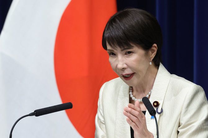 2026年2月18日、東京の首相官邸で記者会見する高市早苗首相