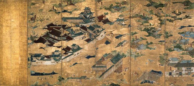 聚楽第図屏風（画像＝三井記念美術館蔵／CC-PD-Mark／Wikimedia Commons）