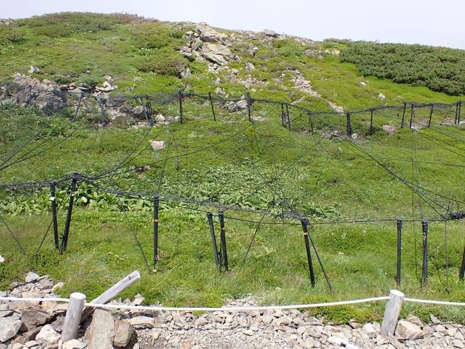 南アルプス・中岳周辺の防鹿柵