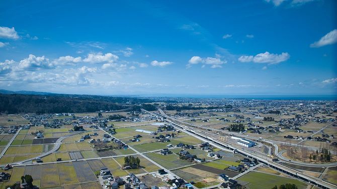 上空から見下ろした田舎の風景