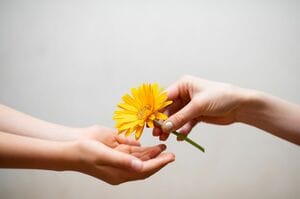 花を手渡す