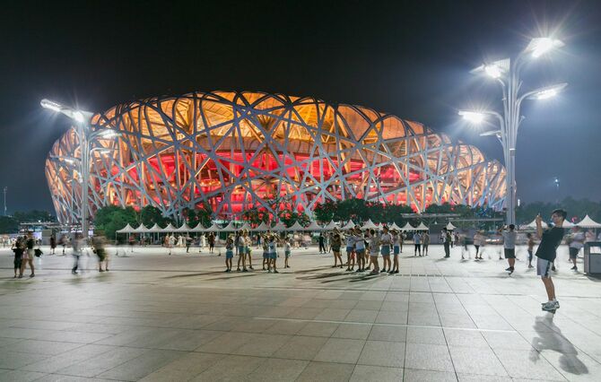 夜の北京国家体育場