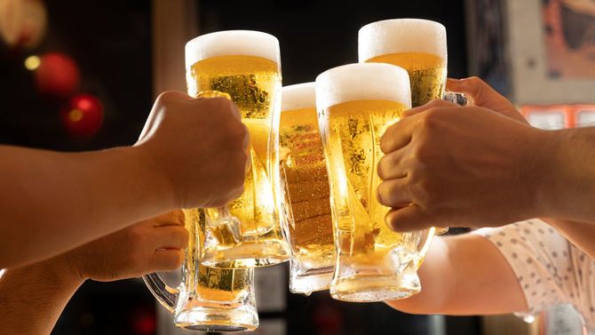 ビールで乾杯