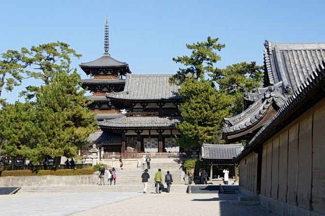 法隆寺中門と五重塔