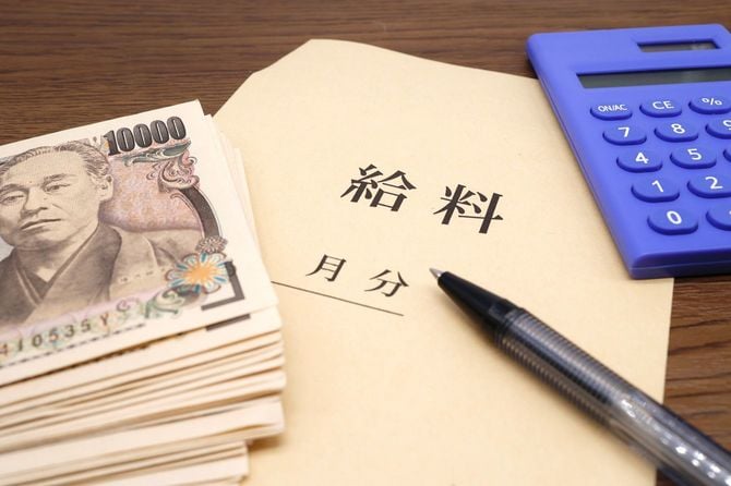 現金と給与袋と電卓