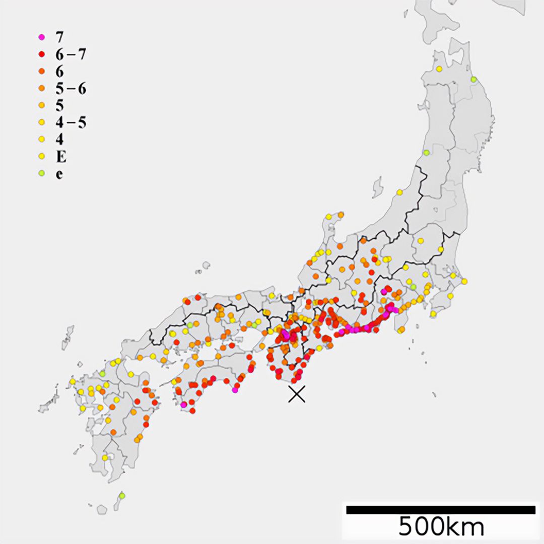 宝永地震の震度