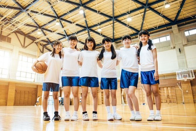 高校生の女子バスケットボールチーム