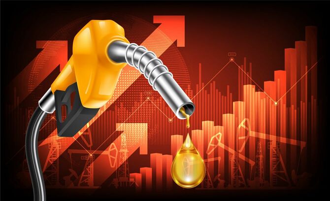 原油価格上昇がコンセプトのイメージイラスト