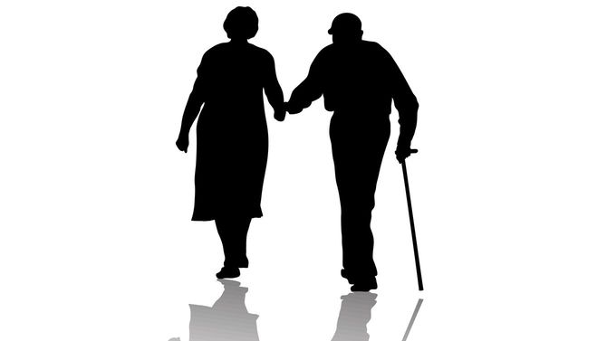 シニアカップルのシルエット