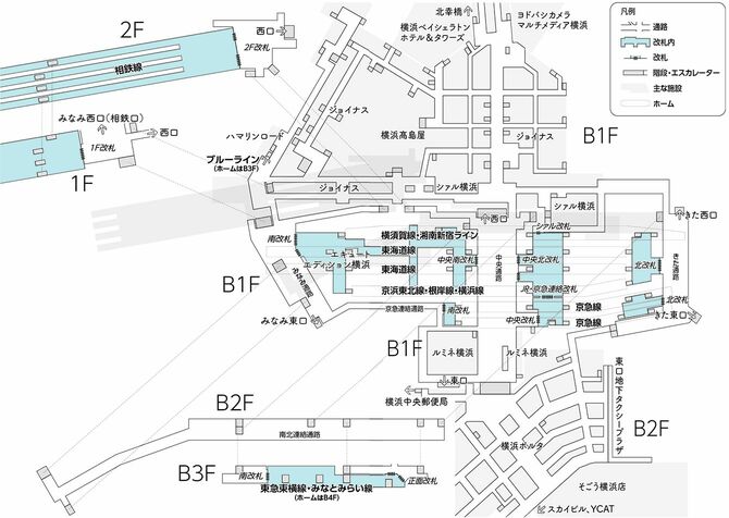 横浜駅マップ（画像＝『迷宮駅を探索する』）