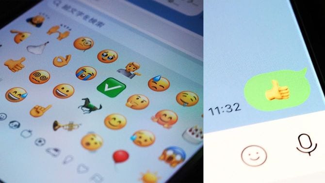 絵文字が表示されたスマホ