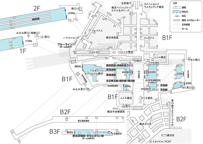 横浜駅マップ（画像＝『迷宮駅を探索する』）