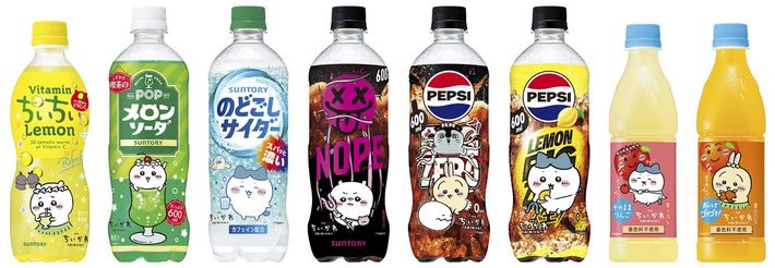 限定ちいかわデザインのサントリー、ペットボトル飲料